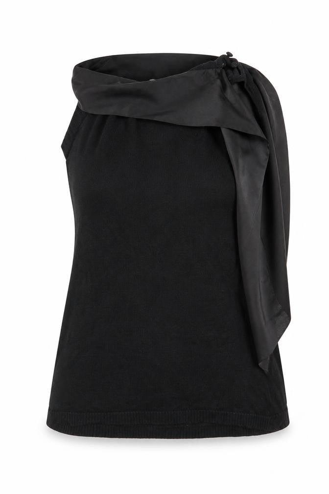 Front view of kaleidscope women’s black vest jumper, size UK 14