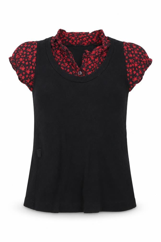 Front view of Miss Evie girls’ black basic blouse, size 6-7, years