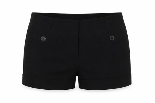 Front view of Generation girls’ black cut-off shorts, size 12, years