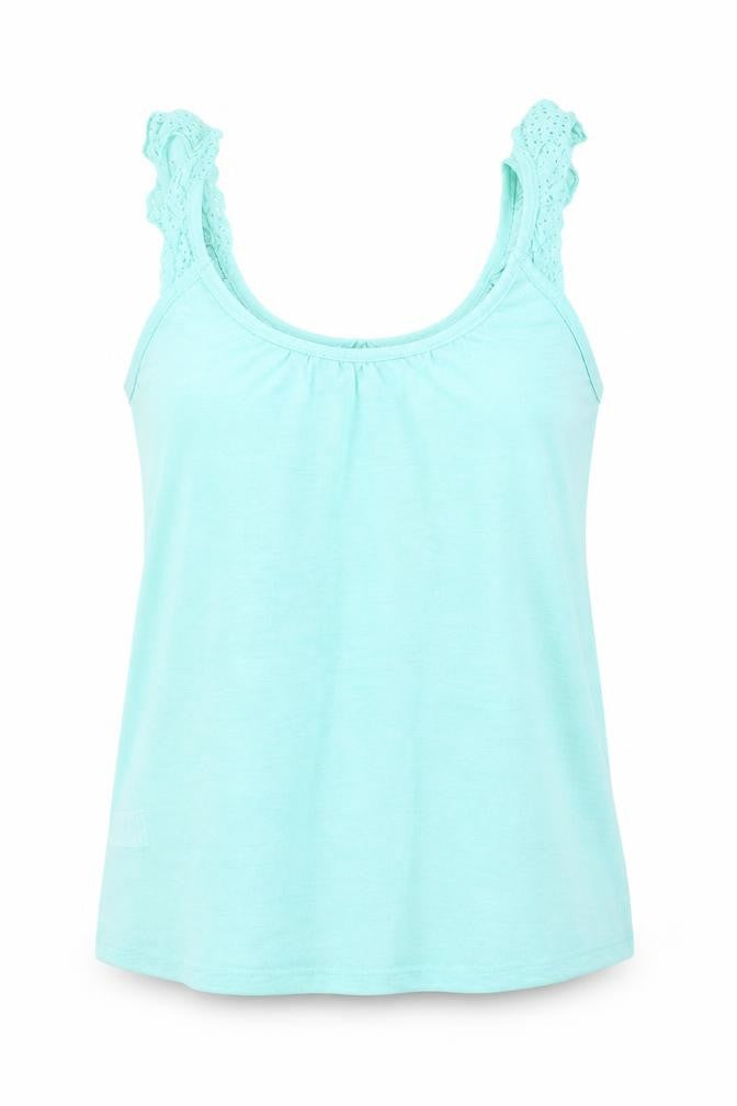 Front view of Pep&Co women’s green basic tank, size UK 8