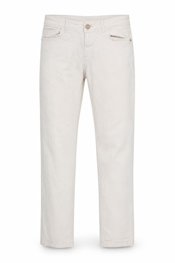 Front view of Zara women’s ivory denim straight jeans, size UK 8, 29-inch leg