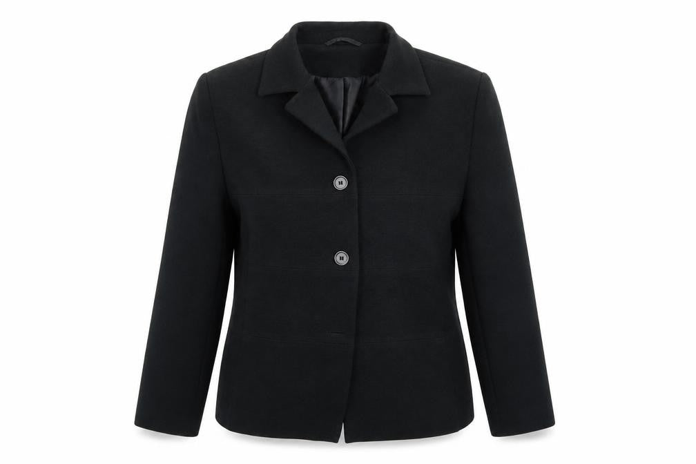 Front view of Etam women’s black jacket, size UK 14