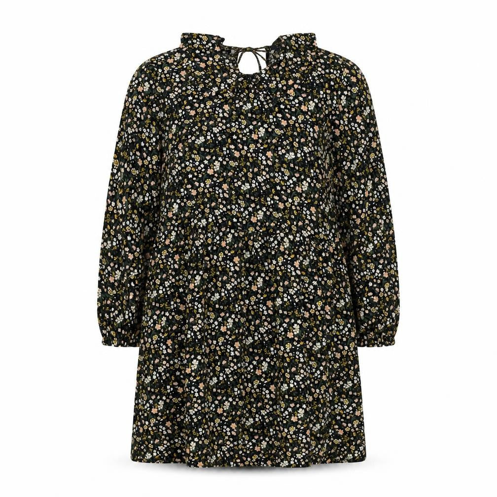 Front view of Primark women’s black floral mini, size UK 4