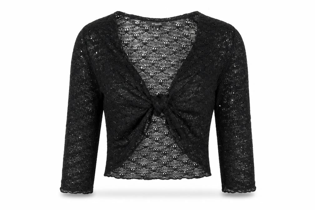 Front view of intuition women’s black cardigan jumper, size M