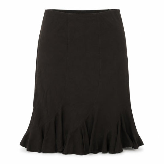 Front view of F&F women’s brown flare skirt, size UK 40, in