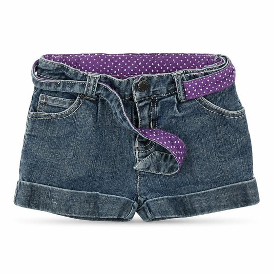 Front view of Blue Zoo girls’ blue cut-off shorts, size 6, years