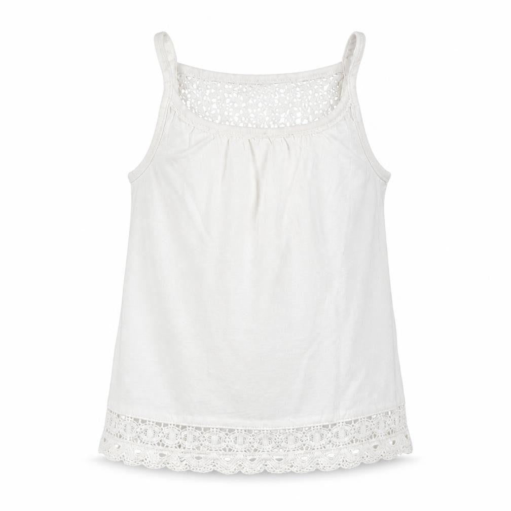 Front view of Next girls’ white basic tank, size 6, years