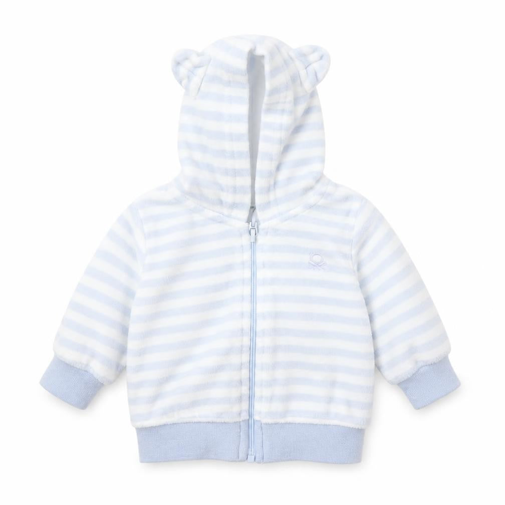 Benetton Boys Blue Striped  Full Zip Jumper Size 0-3 Months