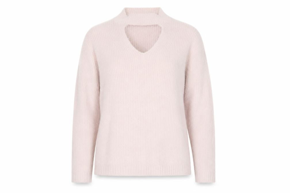 Front view of Peacocks women’s pink jumper, size S