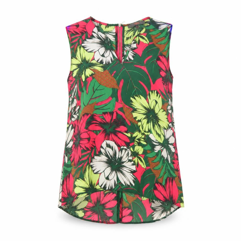 Front view of Next women’s green floral basic blouse, size UK 8