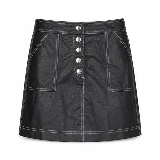 Front view of Lola Skye women’s black maxi skirt, size UK 10