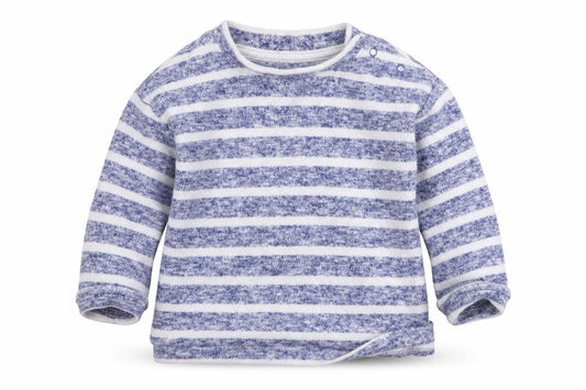 Front view of George boys’ blue striped jumper, size 3-6, months