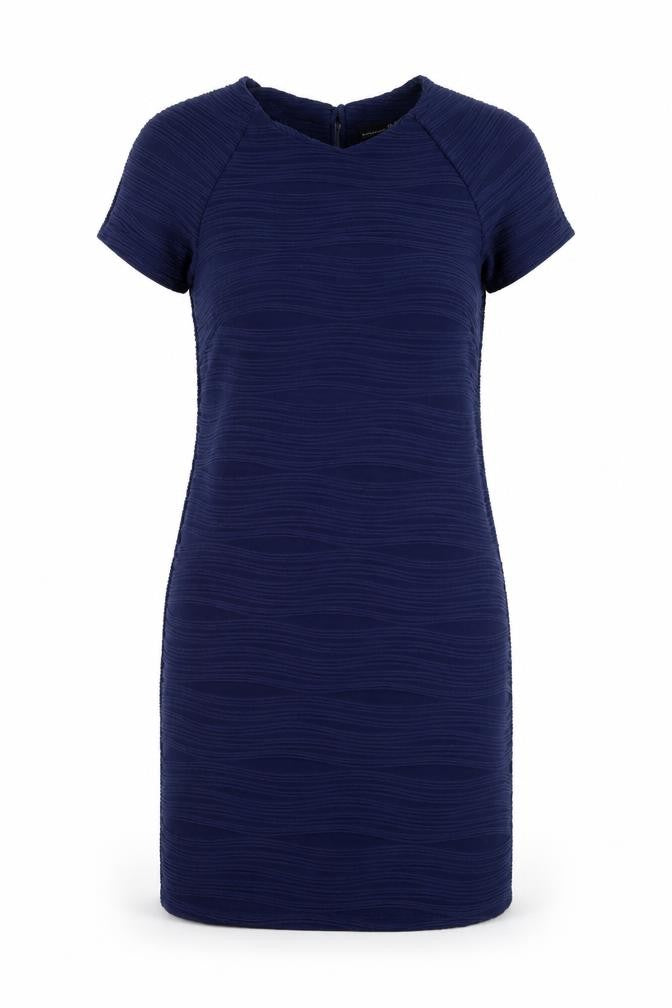 Front view of Atmosphere women’s blue pencil dress, size UK 10