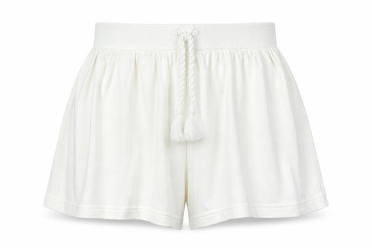 Front view of Matalan girls’ white sweat shorts, size 7, years
