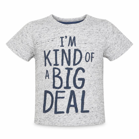 Front view of Primark Baby Grey Basic T-Shirt, size 12-18, Months - im kind of big deal
