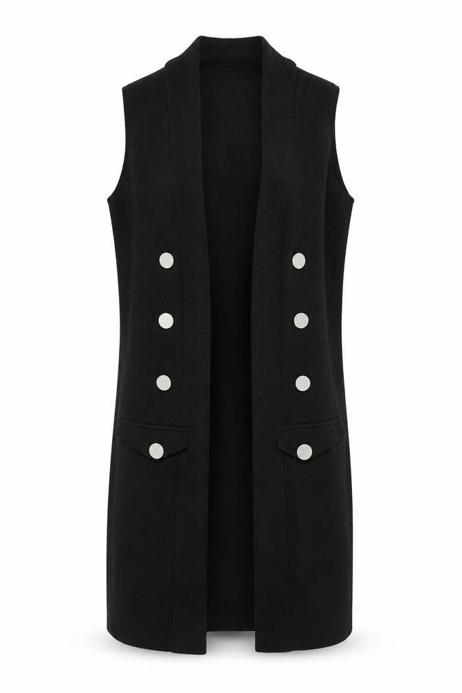Front view of Primark women’s black cardigan jumper, size S, - button detail