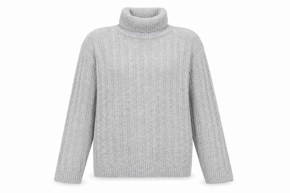 Front view of Preworn women’s grey houndstooth jumper, size M
