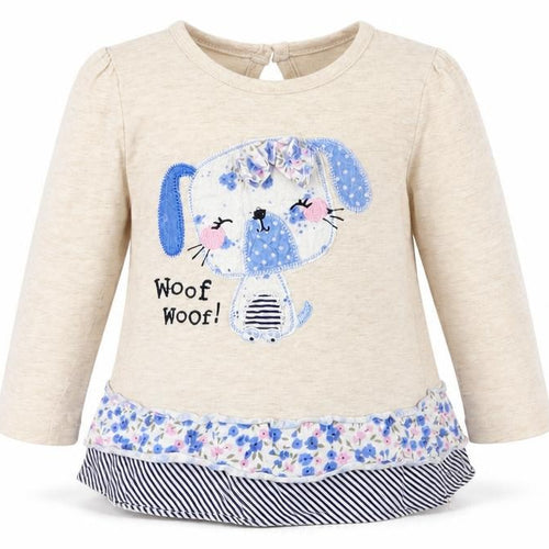 F&F  Ivory Animal Print  Basic T-Shirt Size 0-3 Months