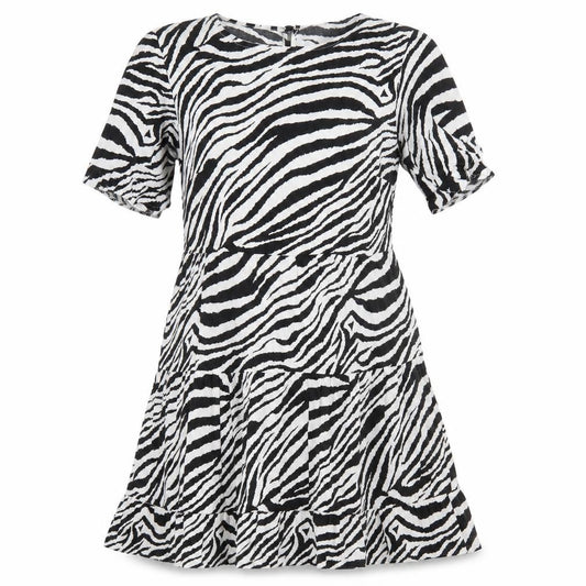 Front view of Select women’s black animal print fit & flare, size UK 6
