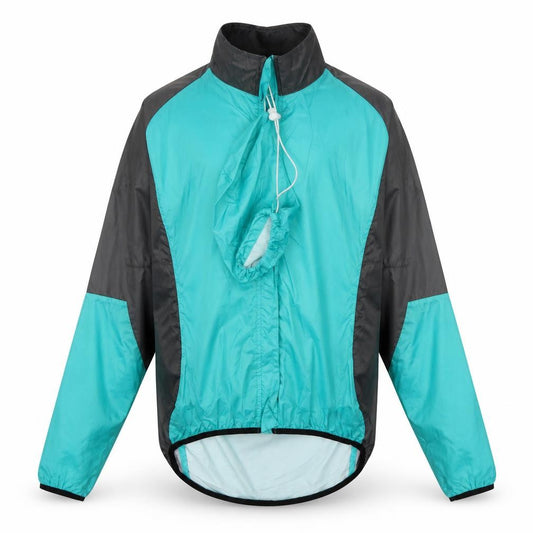 Front view of Crane men’s blue rain coat coat, size S