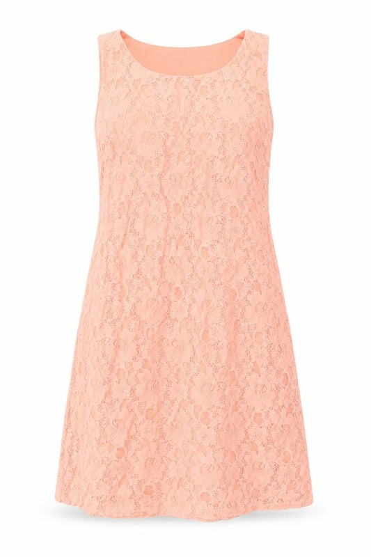 Front view of F&F women’s pink floral a-line, size UK 6