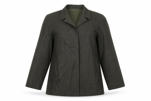 Front view of C.C.D.K women’s green jacket, size UK 16