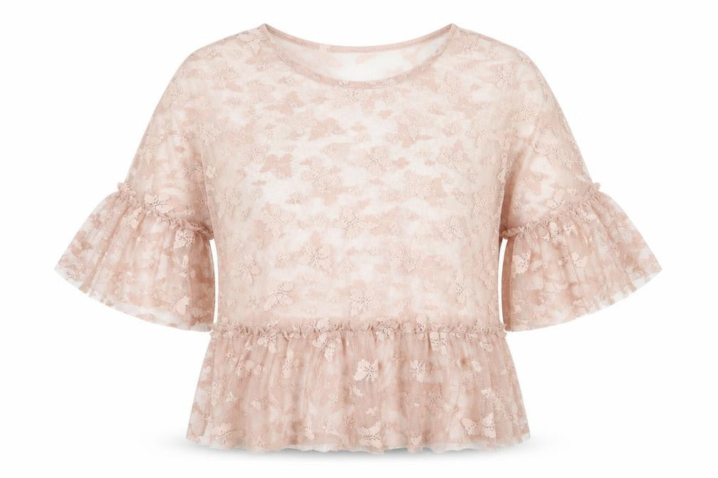 Front view of Primark women’s pink floral basic blouse, size UK 8