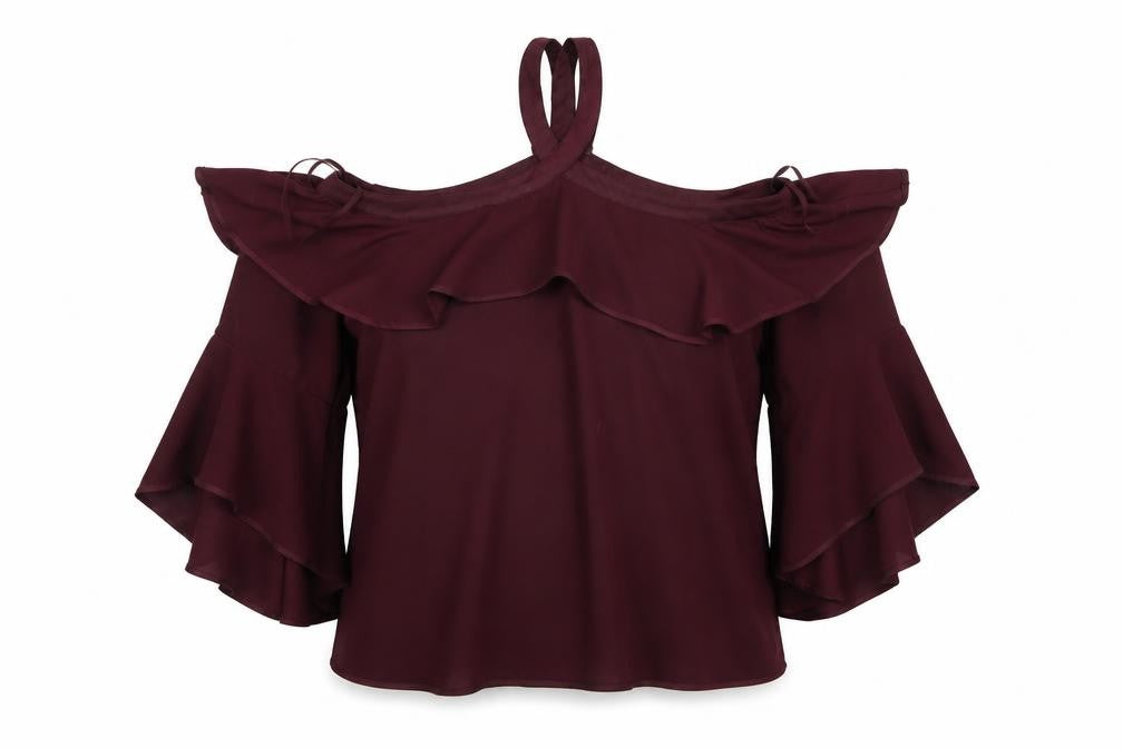 Front view of LOFT women’s purple basic t-shirt, size M