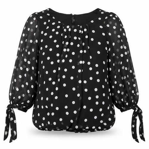 Cameo Rose Womens Black Polka Dot Mesh Basic Blouse Size 8