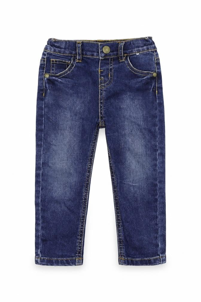 Front view of Denim & Co. Blue Cargo Trousers, size 12-18, Months