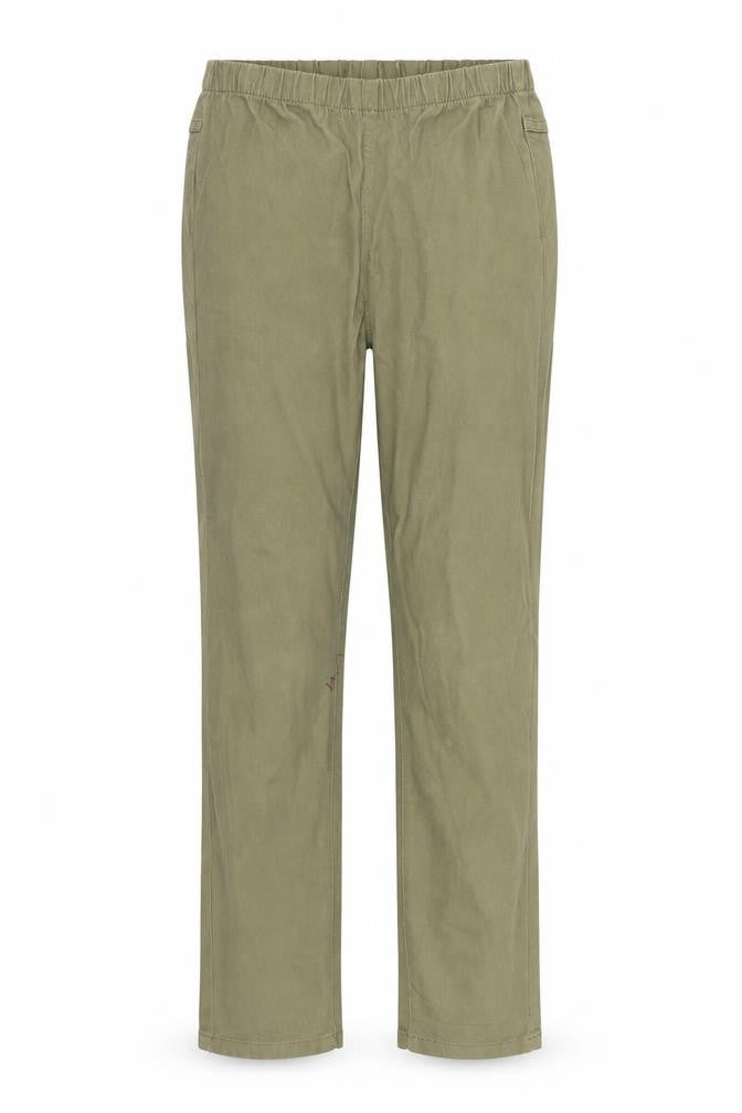Front view of Pieces women’s beige trousers, size M, 30-inch leg
