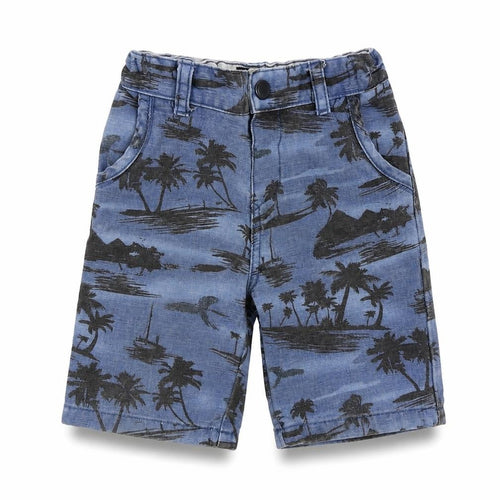 deniem & co Boys Blue Geometric  Cropped Trousers Size 18-24 Months
