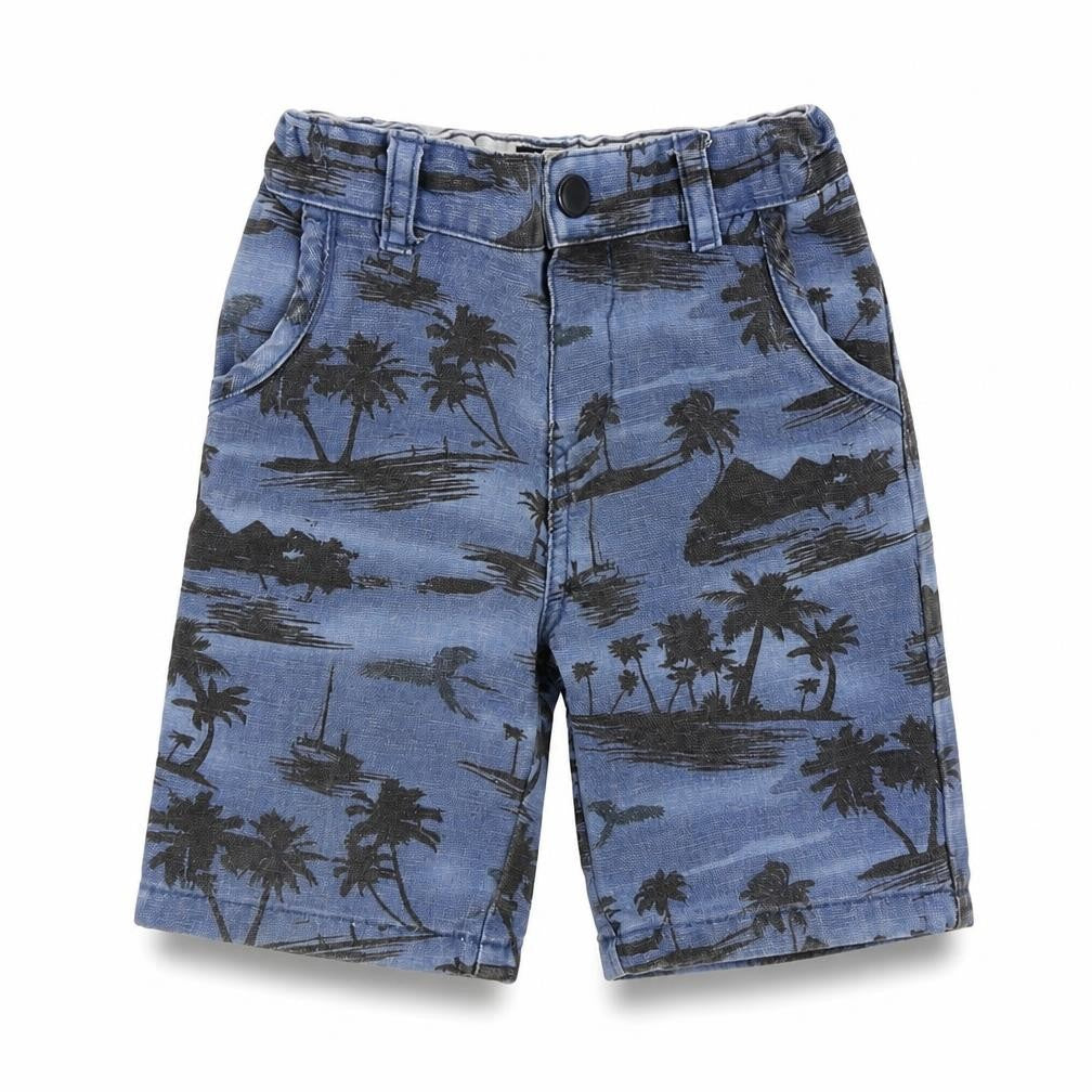 deniem & co Boys Blue Geometric  Cropped Trousers Size 18-24 Months