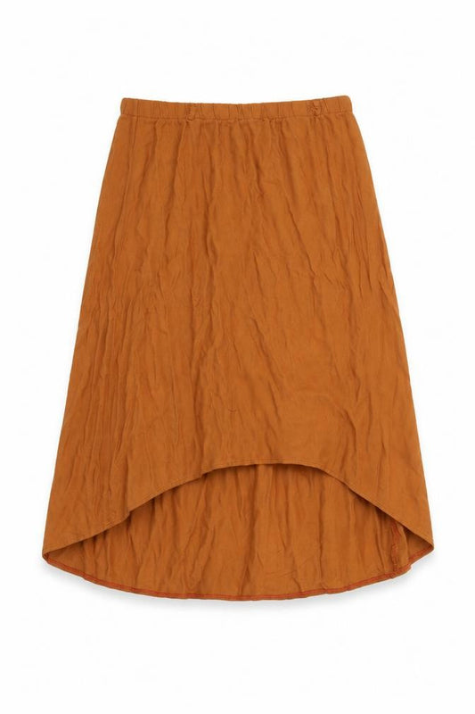 Front view of eVIE women’s orange houndstooth flare skirt, size UK 10