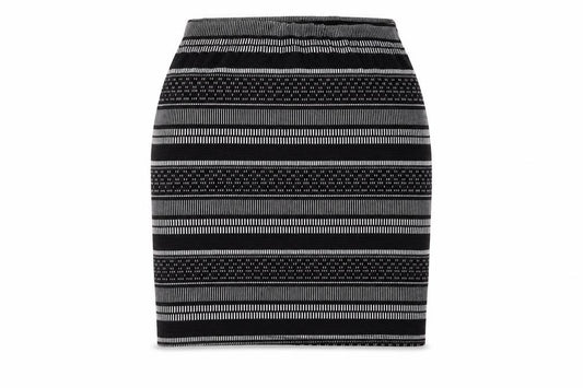 Front view of Atmosphere women’s black flare skirt, size UK 4