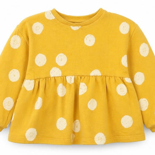 F&F Girls Yellow Polka Dot  Pullover Sweatshirt Size 2-3 Years
