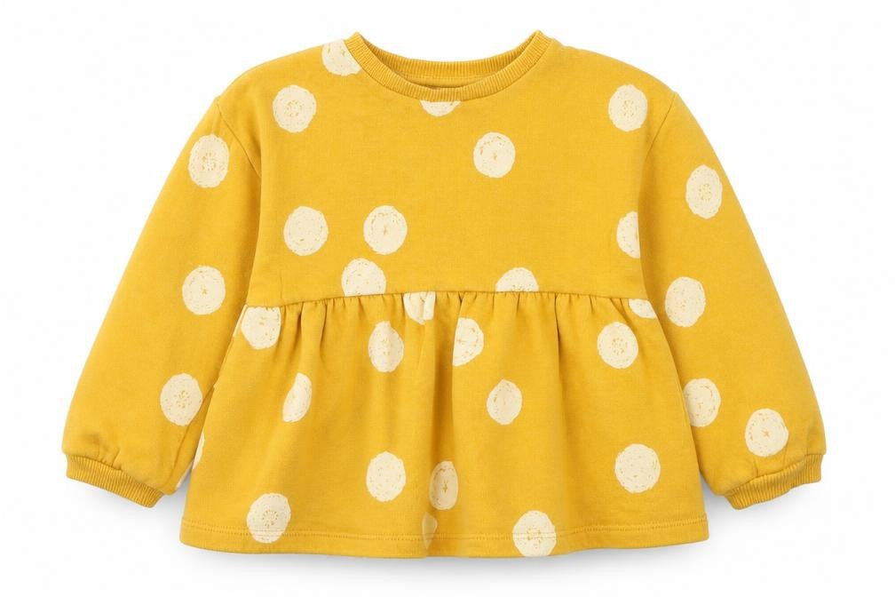 F&F Girls Yellow Polka Dot  Pullover Sweatshirt Size 2-3 Years