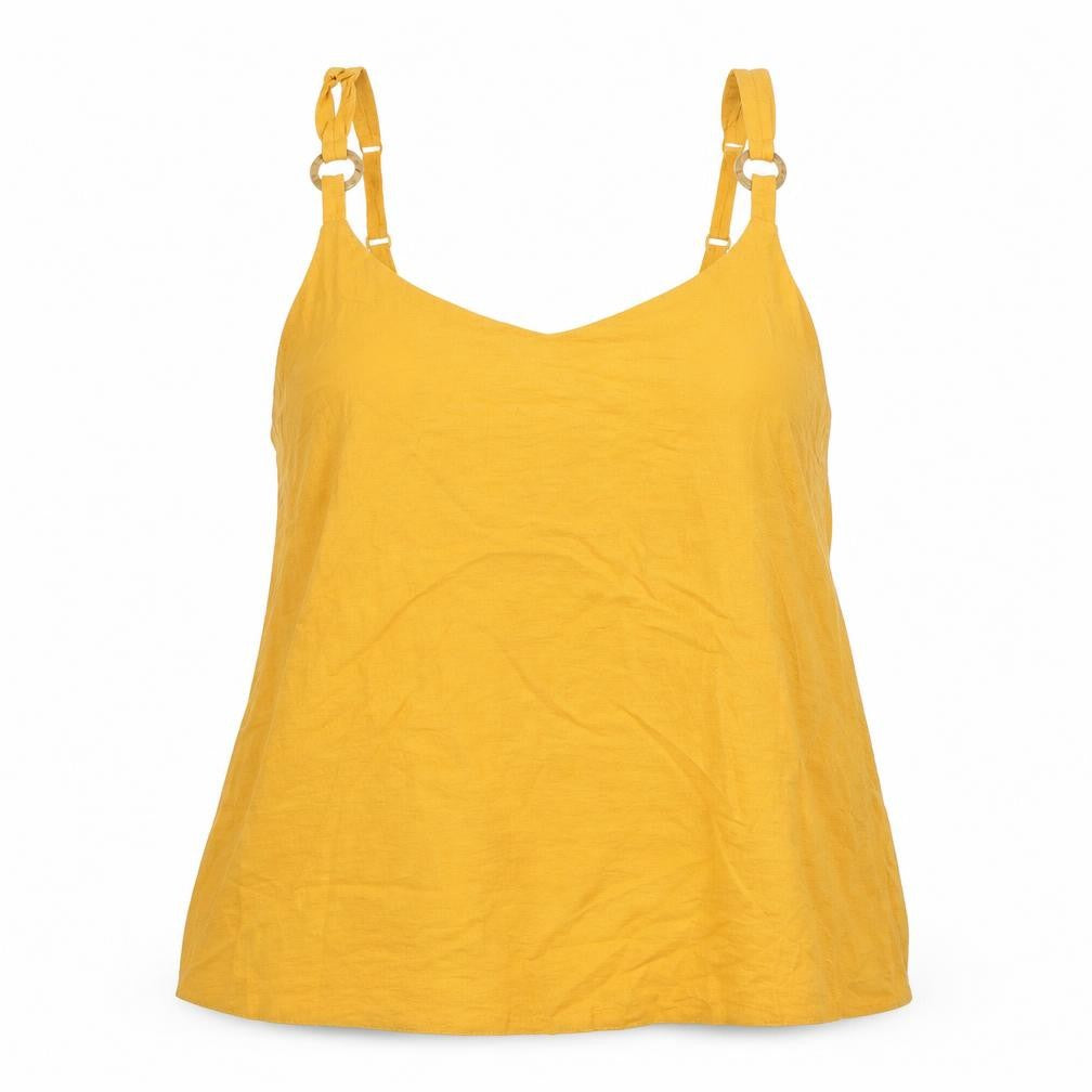 Front view of Select women’s orange basic tank, size UK 16