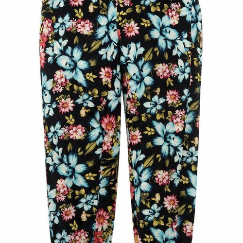 Parisian Womens Multicoloured Floral  Trousers  Size 12 L30 in - Pink and Blue Flowers