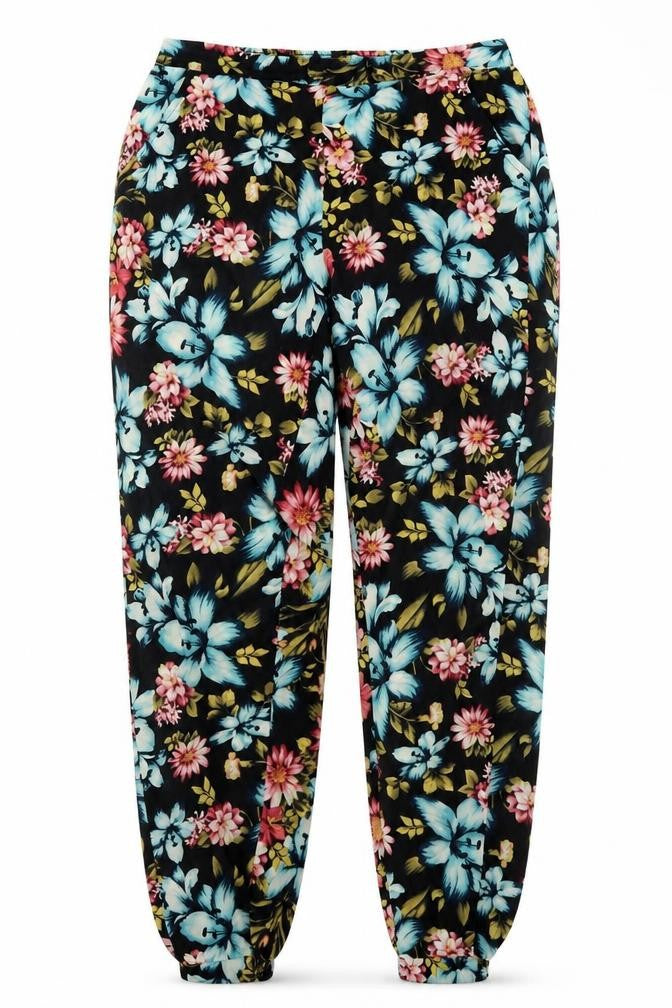 Parisian Womens Multicoloured Floral  Trousers  Size 12 L30 in - Pink and Blue Flowers