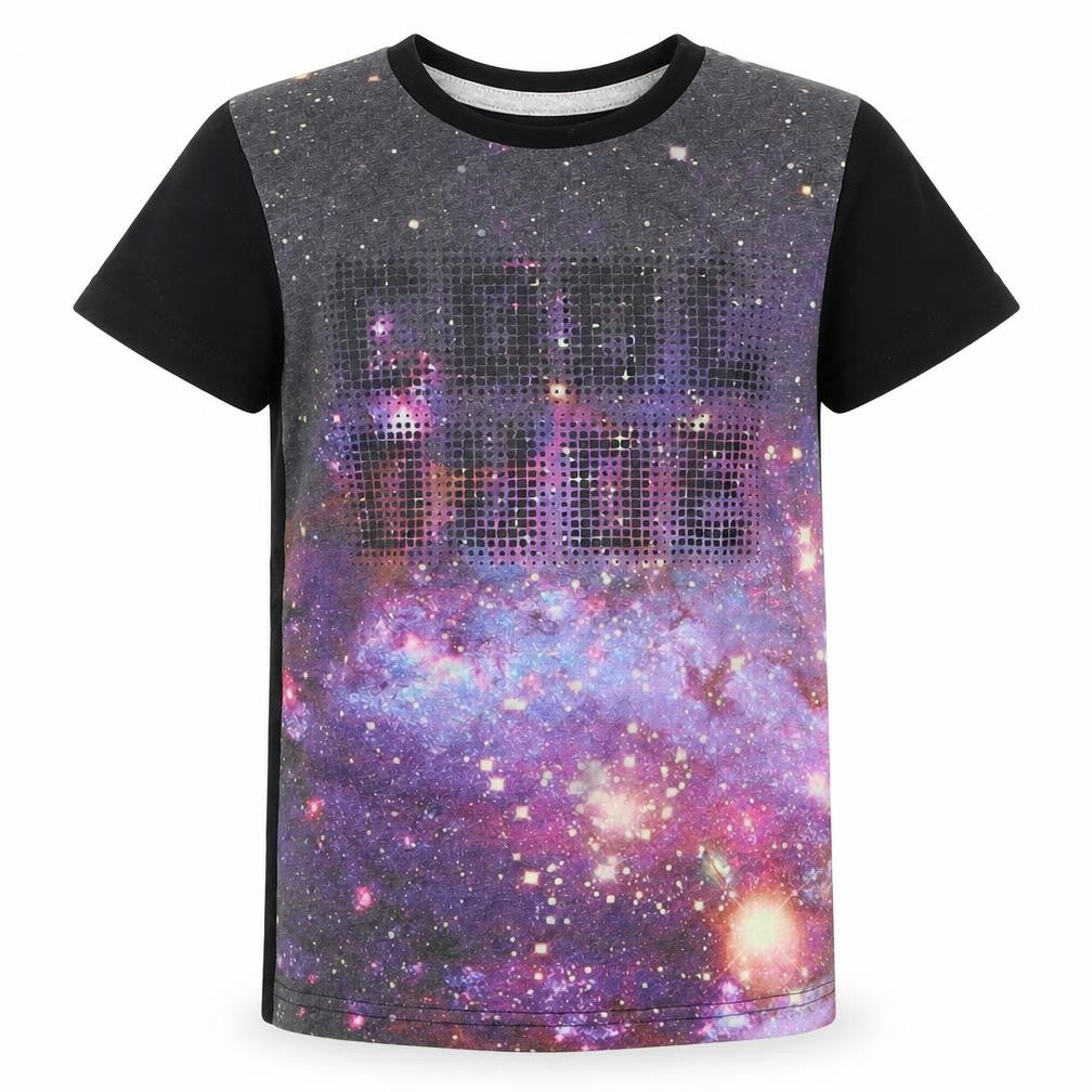 Matalan Boys Purple   Basic T-Shirt Size 5 Years  - Cool Dudes Galaxy Print