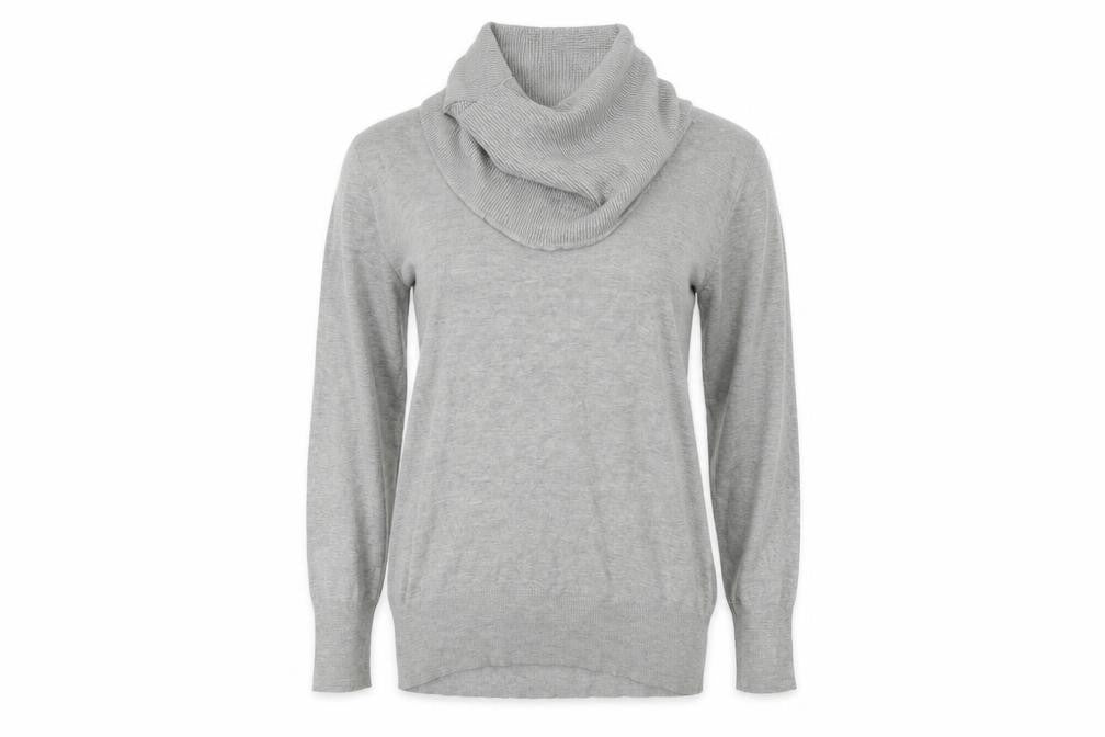 Front view of Dunnes women’s grey jumper, size M