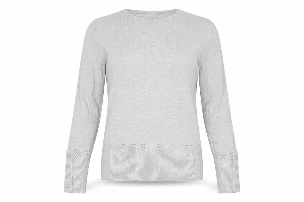Front view of Dorothy Perkins women’s grey jumper, size UK 8
