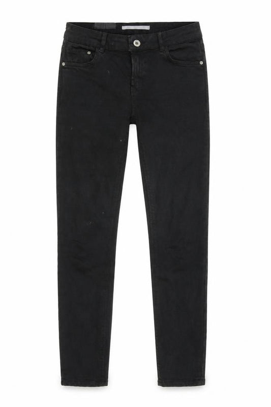 Front view of Zara women’s black denim skinny jeans, size UK 26, in, 26-inch leg