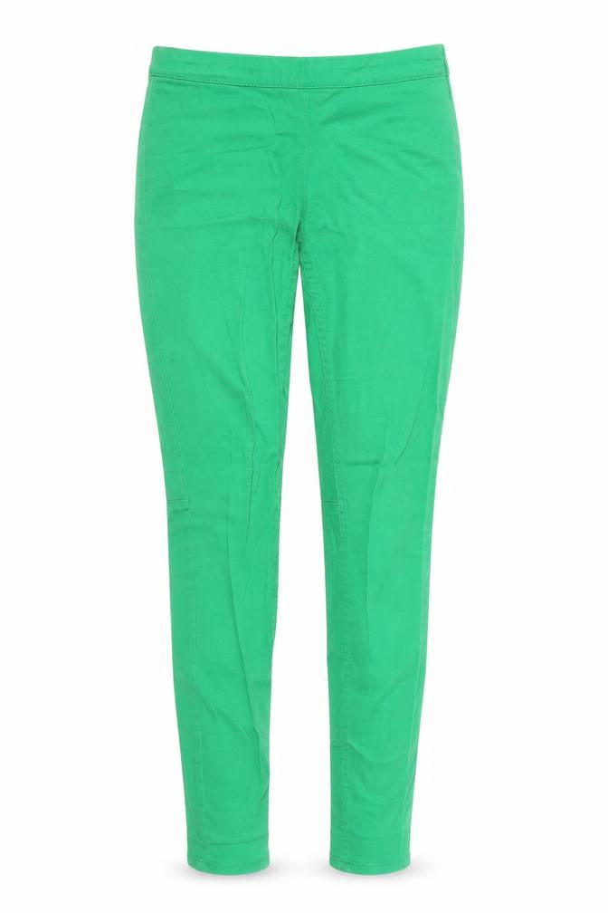 Front view of H&M women’s green jegging jeans, size UK 6, 26-inch leg