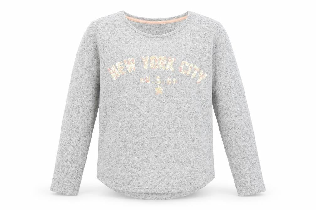 Front view of George girls’ grey pullover sweatshirt, size 10, years - new york