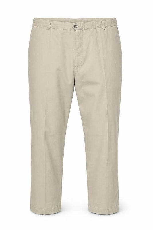 Front view of XL Mansize men’s beige trousers, size 48, 23-inch leg - short leg