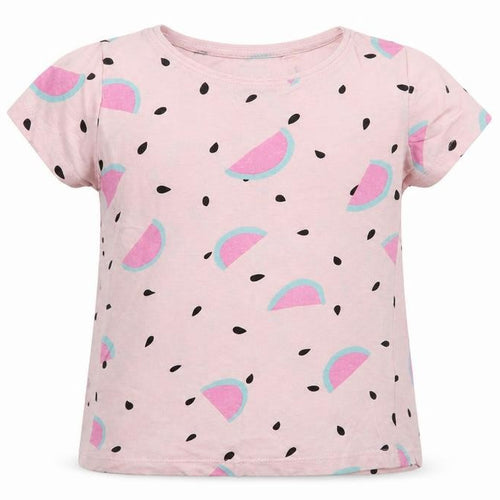 RESERVED Girls Pink Geometric Jersey Basic T-Shirt Size 5 Years  - Watermelon