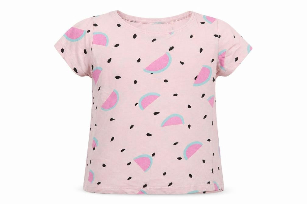 RESERVED Girls Pink Geometric Jersey Basic T-Shirt Size 5 Years  - Watermelon