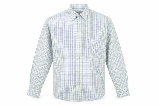 Front view of Zantos men’s multicoloured check button-up, size M